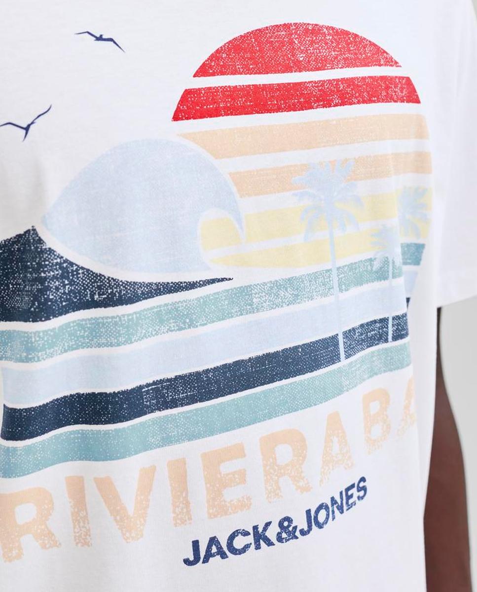 T-shirt de Manga Curta com Estampado à Frente Branco-5