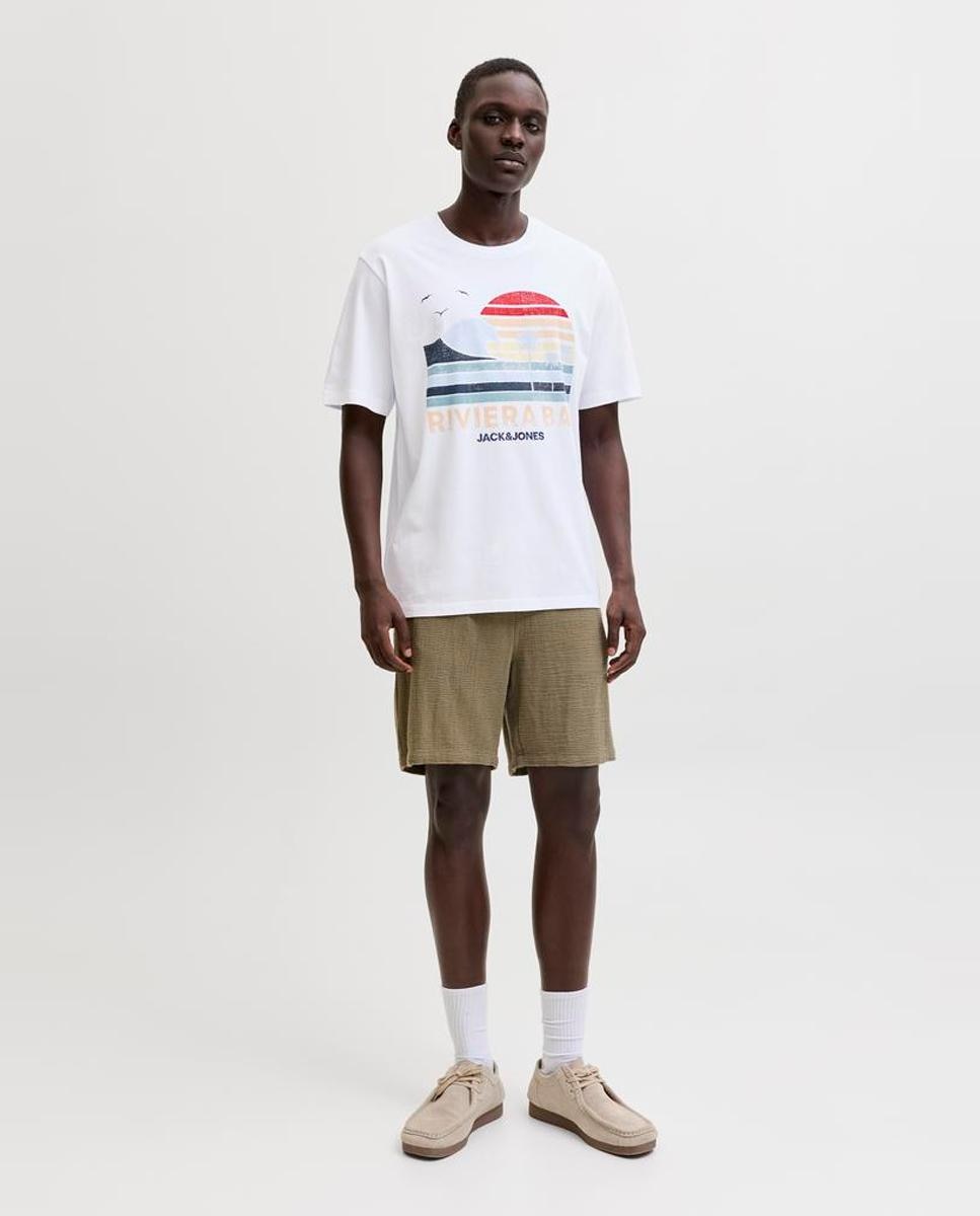 T-shirt de Manga Curta com Estampado à Frente Branco-8