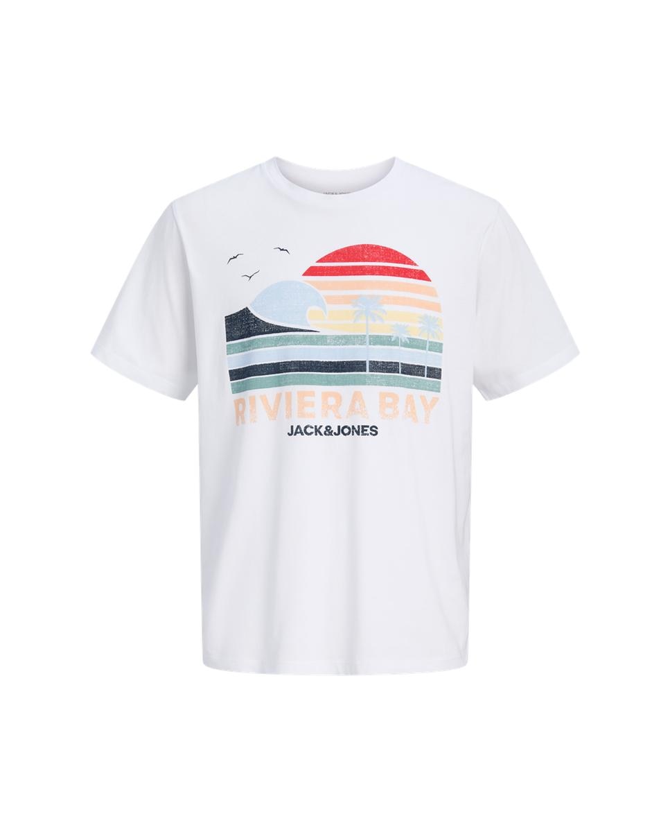 T-shirt de Manga Curta com Estampado à Frente Branco-6
