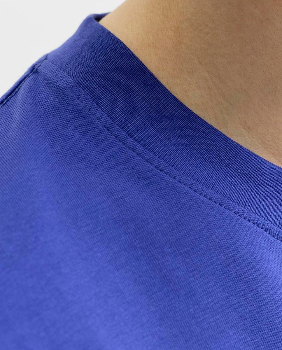 T-shirt de Manga Curta com Estampado à Frente Azul-5