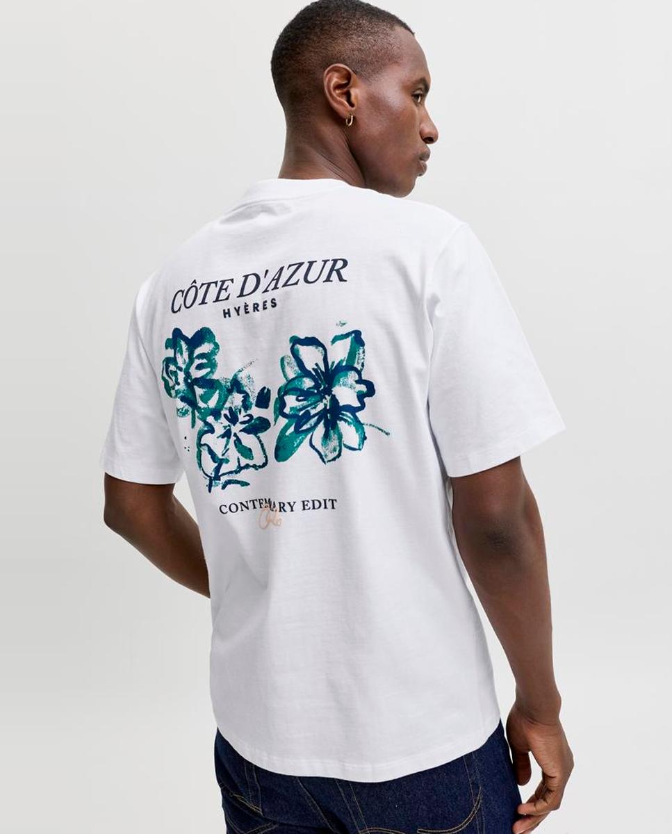 T-shirt de Manga Curta com Estampado Traseiro Branco-3
