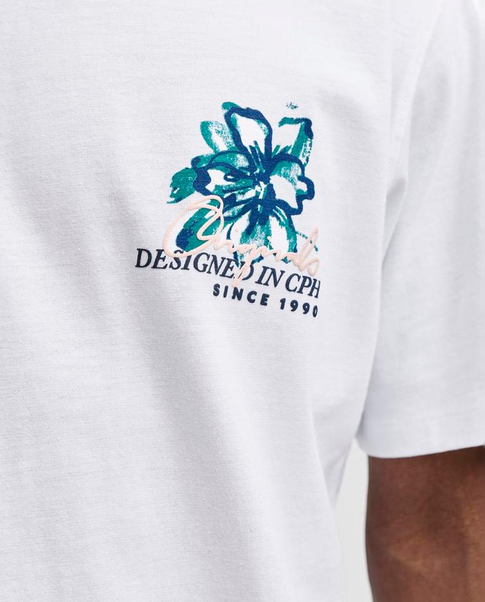 T-shirt de Manga Curta com Estampado Traseiro Branco-4