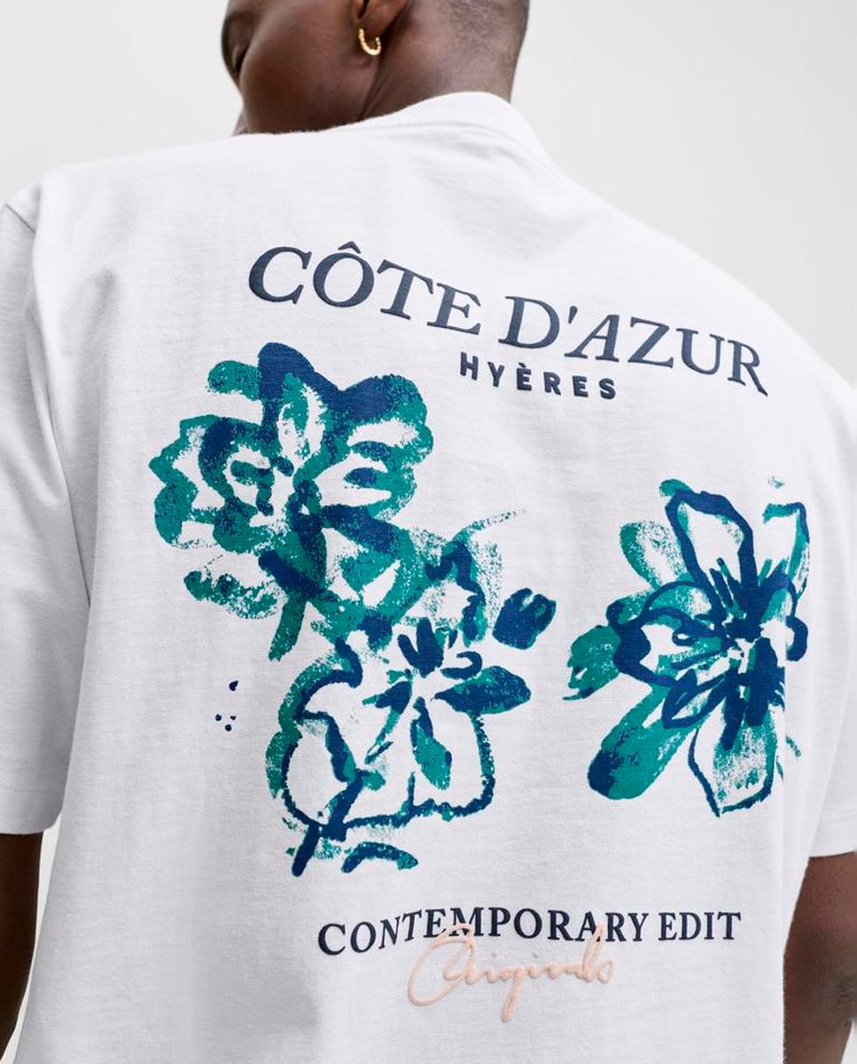 T-shirt de Manga Curta com Estampado Traseiro Branco-5