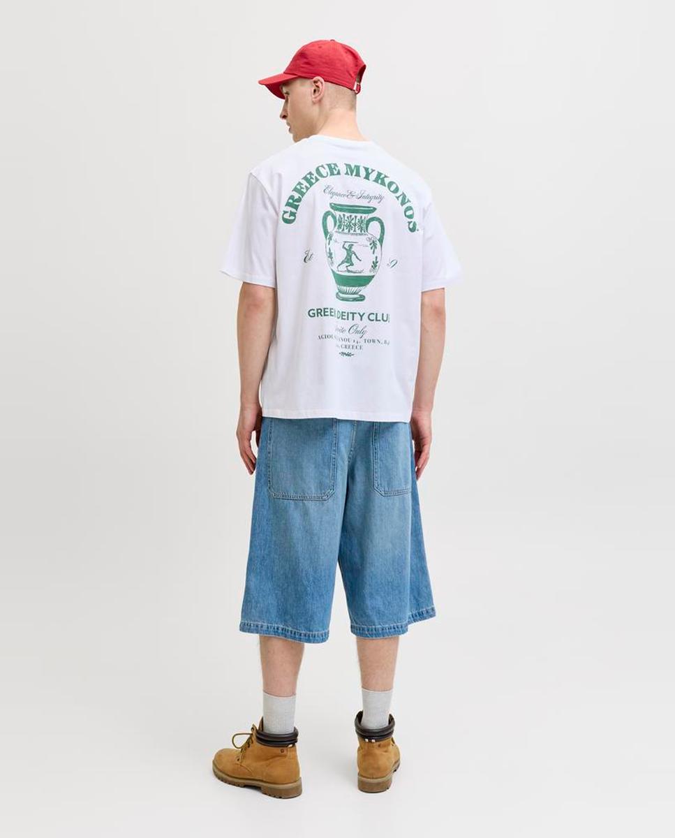 T-shirt de Manga Curta com Estampado Traseiro Branco-2