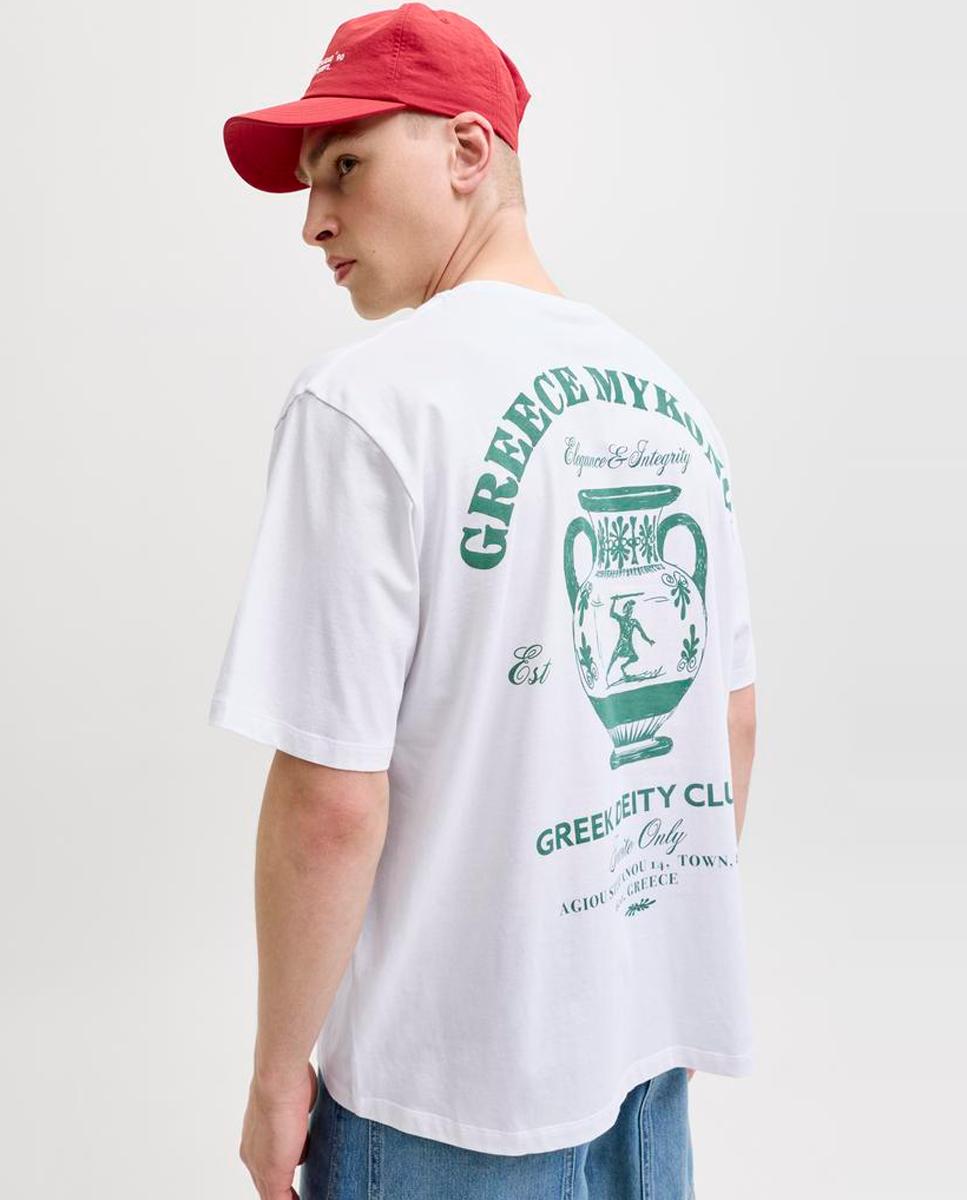 T-shirt de Manga Curta com Estampado Traseiro Branco-3