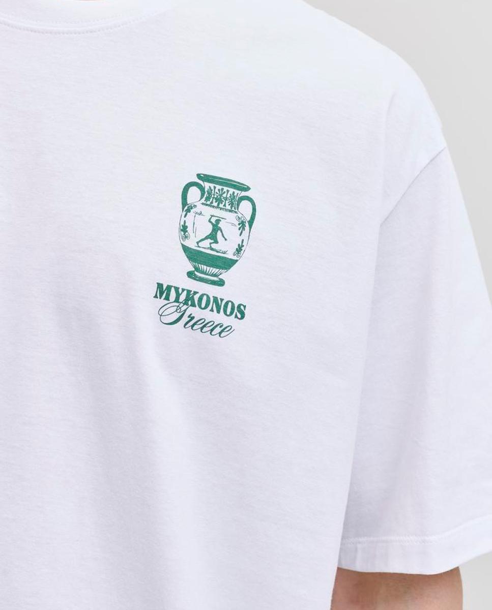 T-shirt de Manga Curta com Estampado Traseiro Branco-4