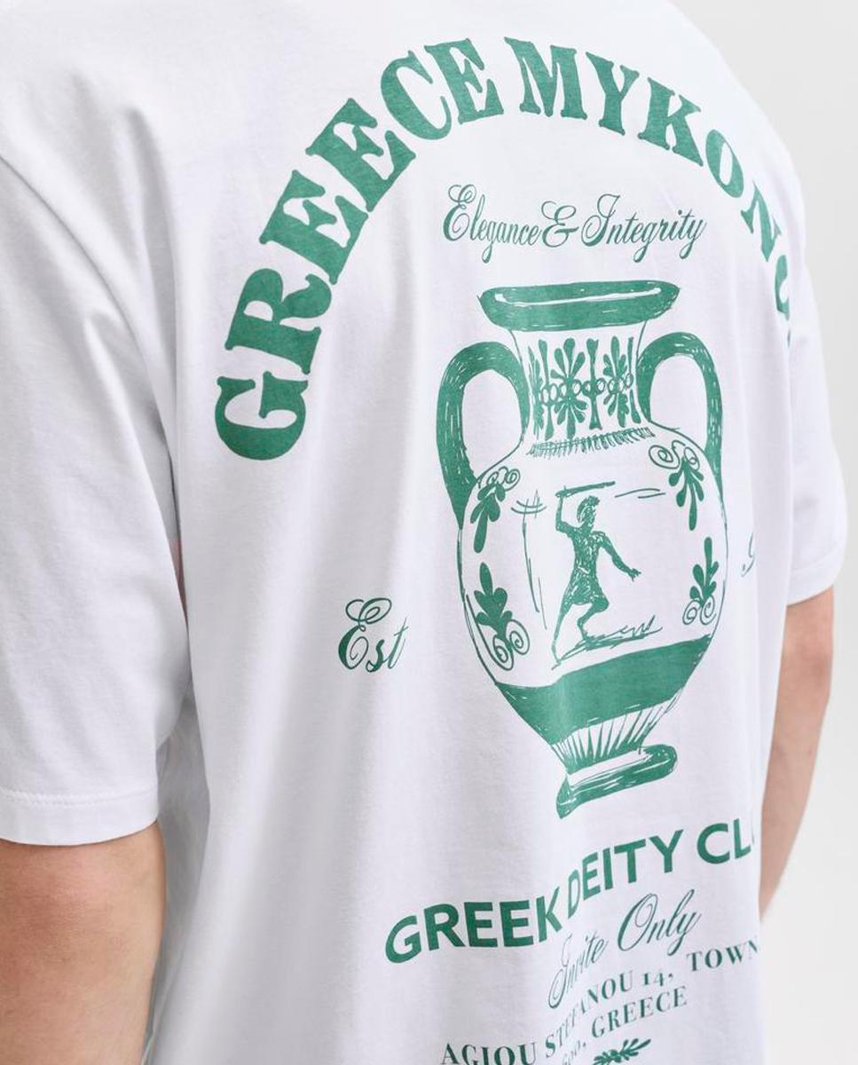T-shirt de Manga Curta com Estampado Traseiro Branco-5