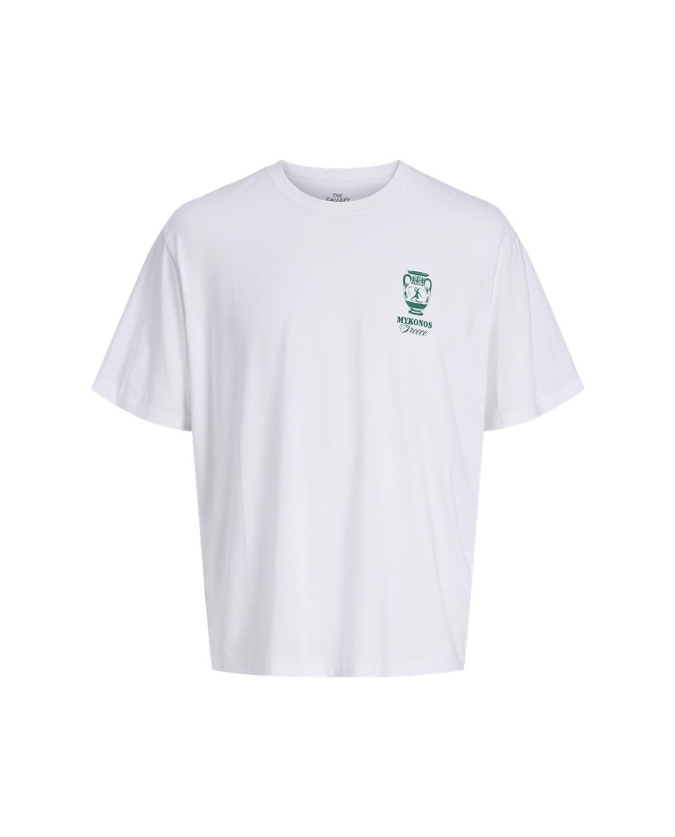 T-shirt de Manga Curta com Estampado Traseiro Branco-6
