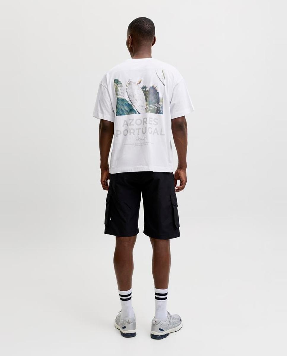 T-shirt de Manga Curta com Estampado Traseiro Branco-2