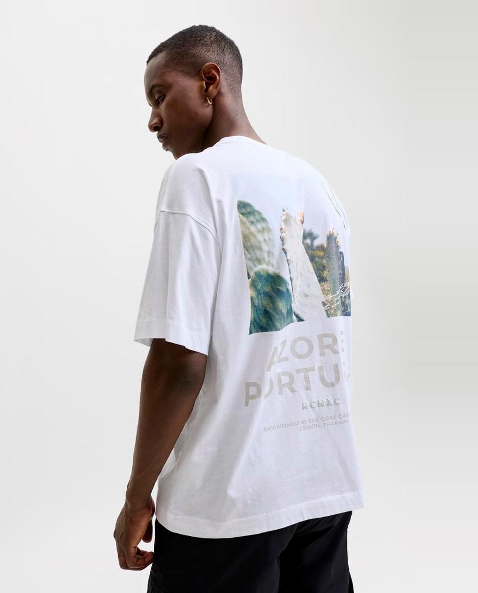 T-shirt de Manga Curta com Estampado Traseiro Branco-3