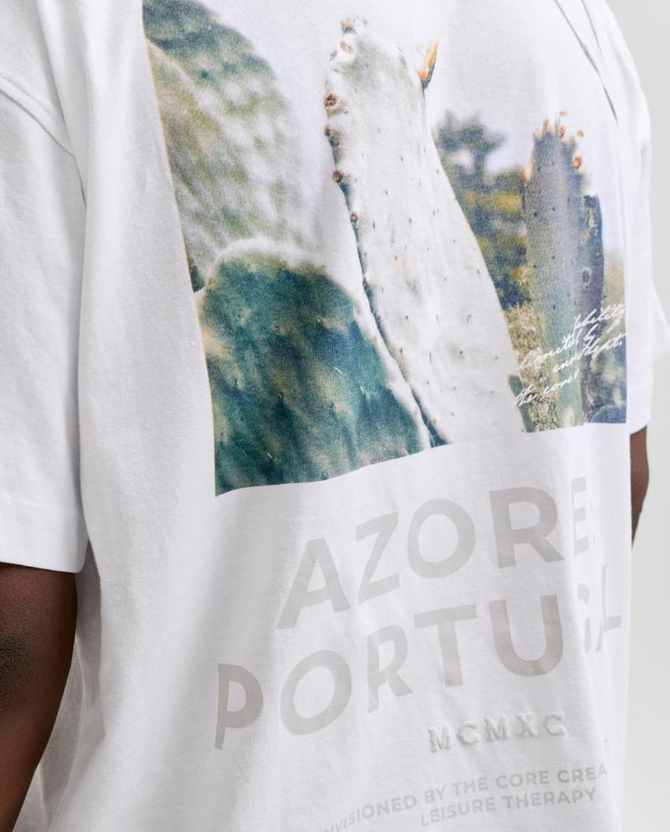 T-shirt de Manga Curta com Estampado Traseiro Branco-4