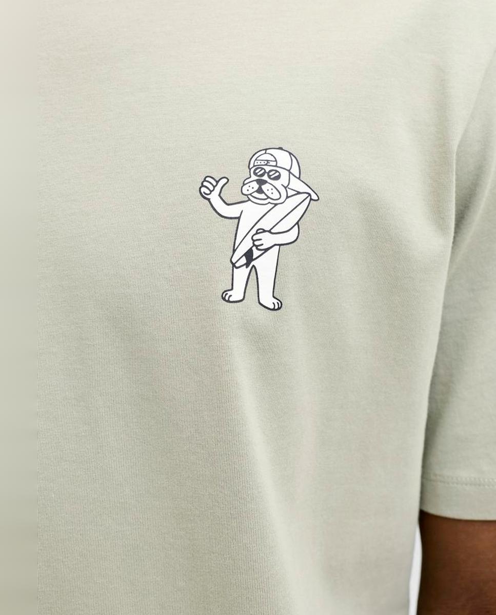 T-shirt de Manga Curta com Estampado Lateral Verde-4