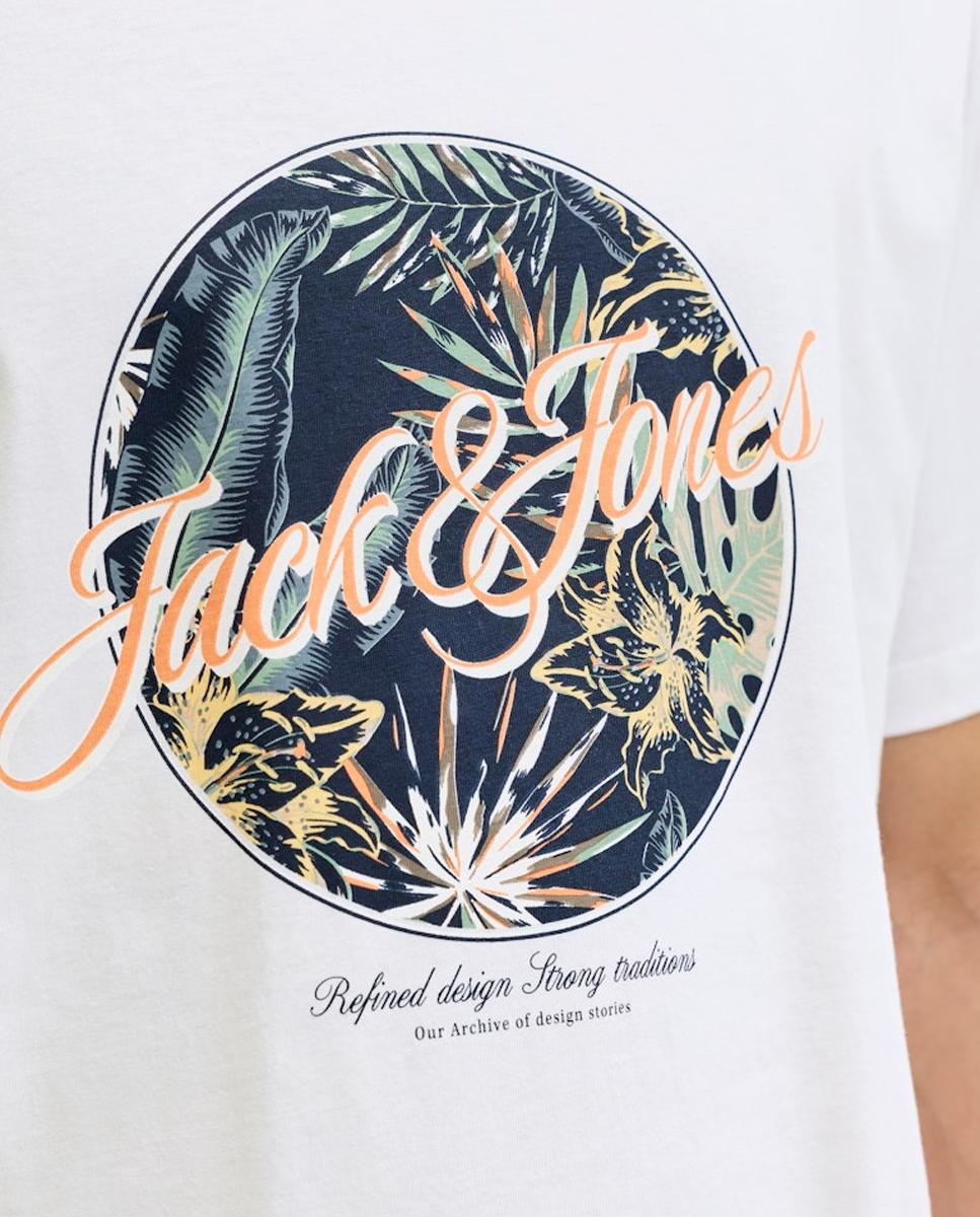 T-shirt de Manga Curta com Estampado à Frente Branco-4