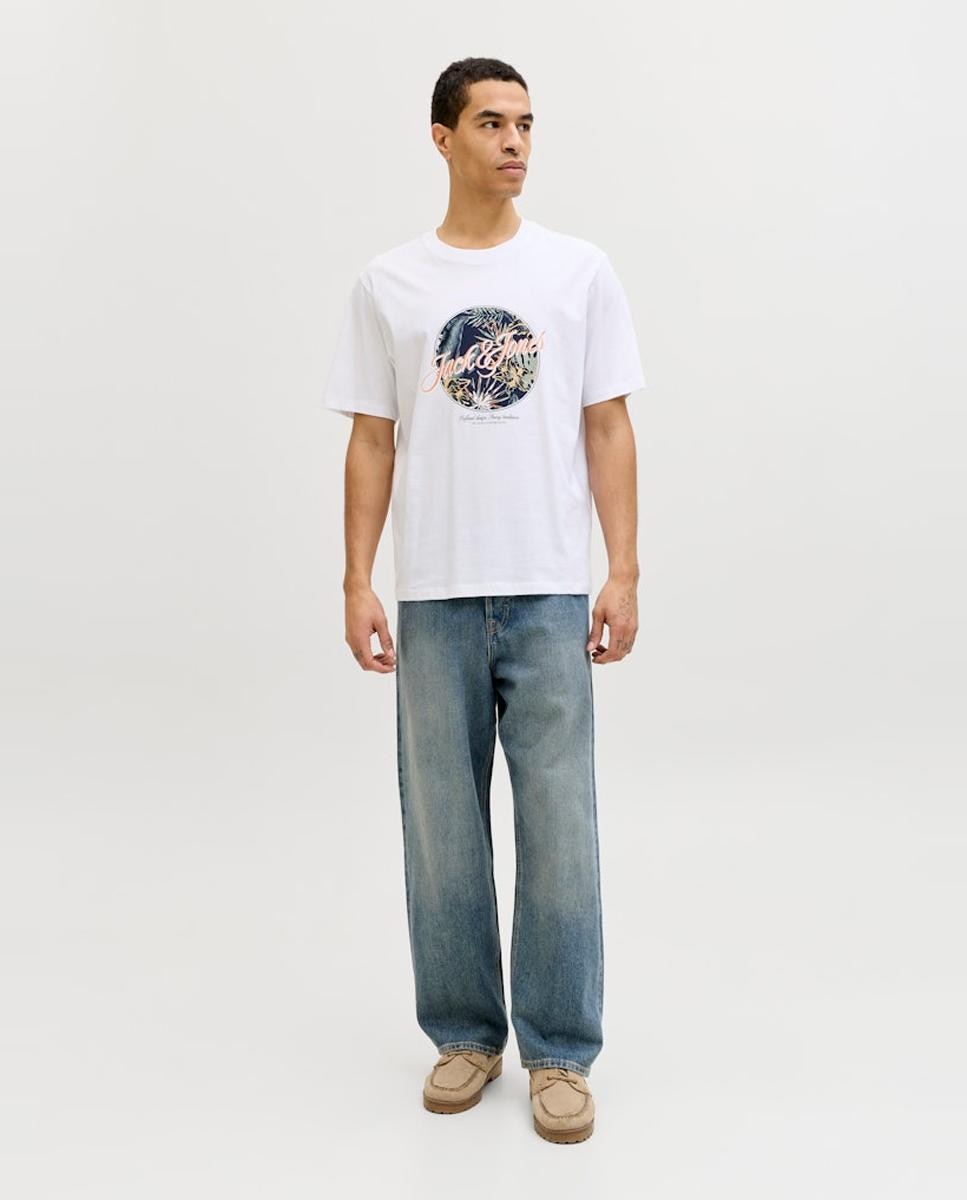 T-shirt de Manga Curta com Estampado à Frente Branco-6