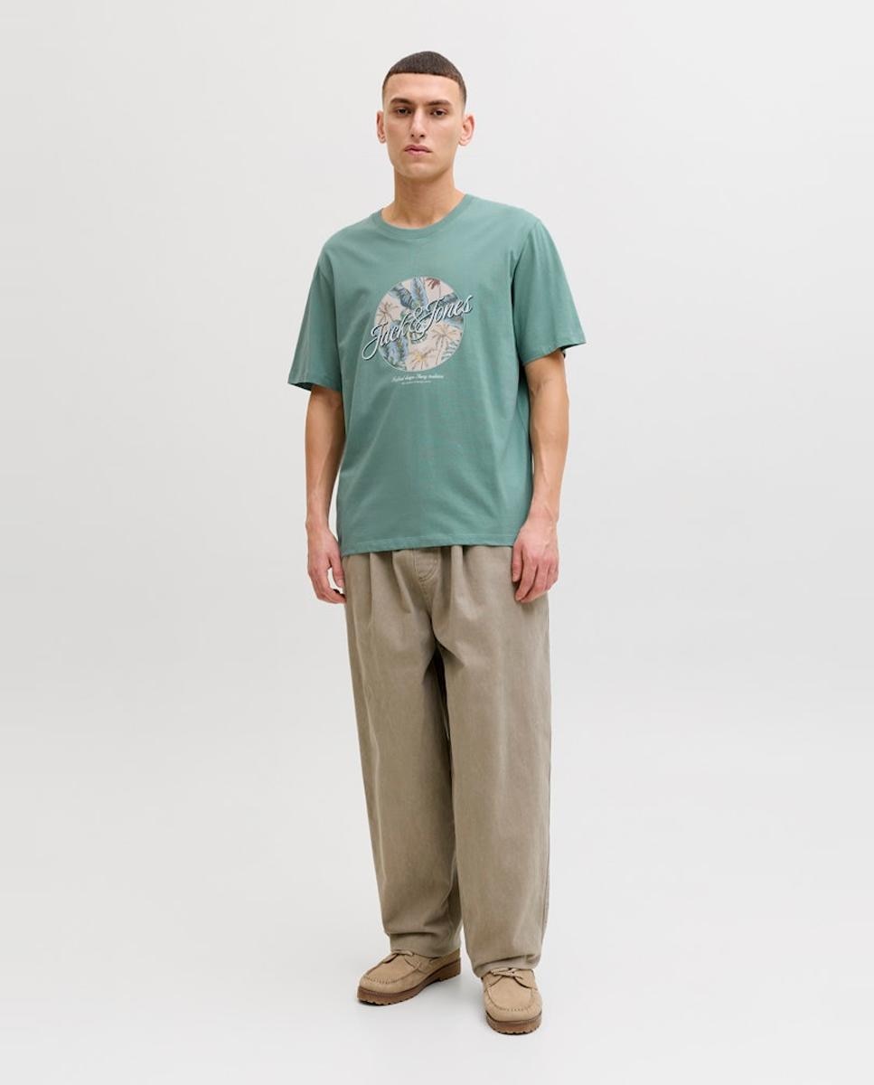 T-shirt de Manga Curta com Estampado à Frente Verde-7