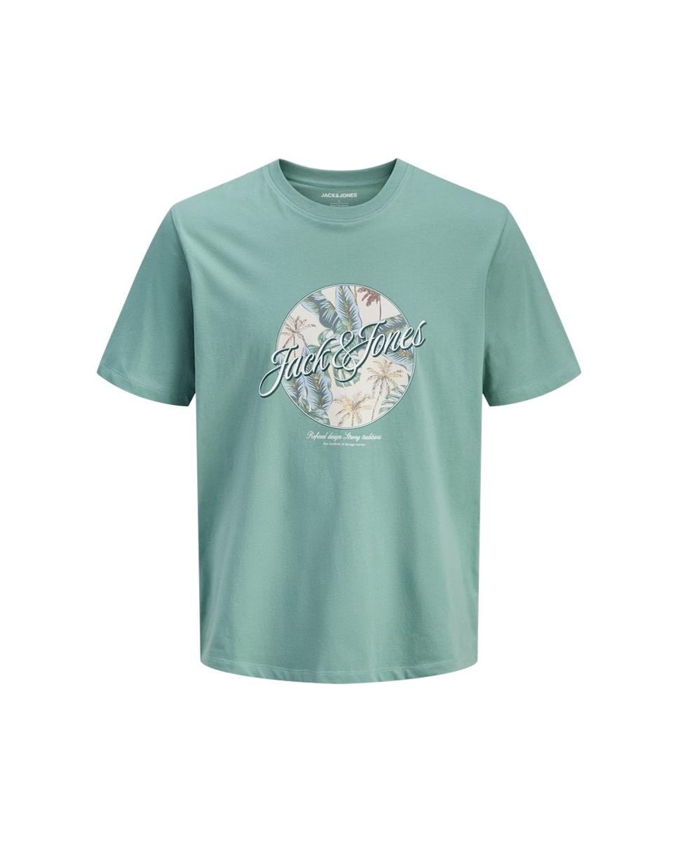 T-shirt de Manga Curta com Estampado à Frente Verde-5