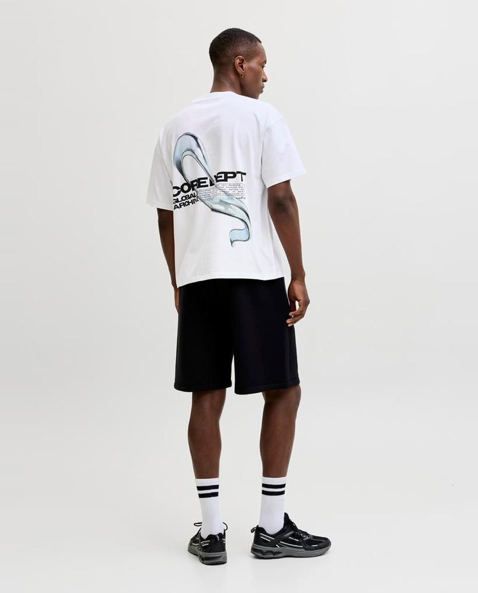 T-shirt de Manga Curta com Estampado Traseiro Branco-2