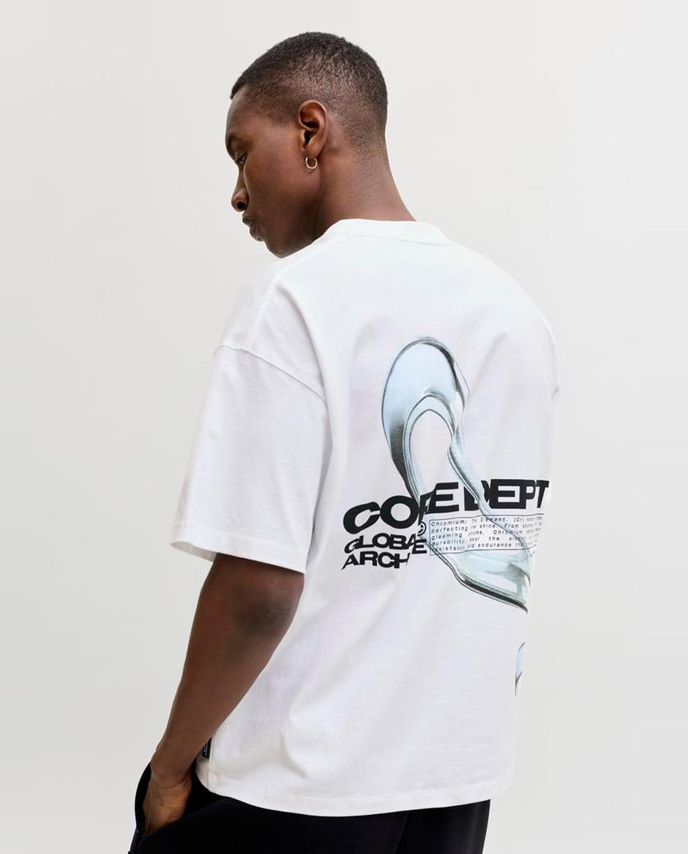 T-shirt de Manga Curta com Estampado Traseiro Branco-3