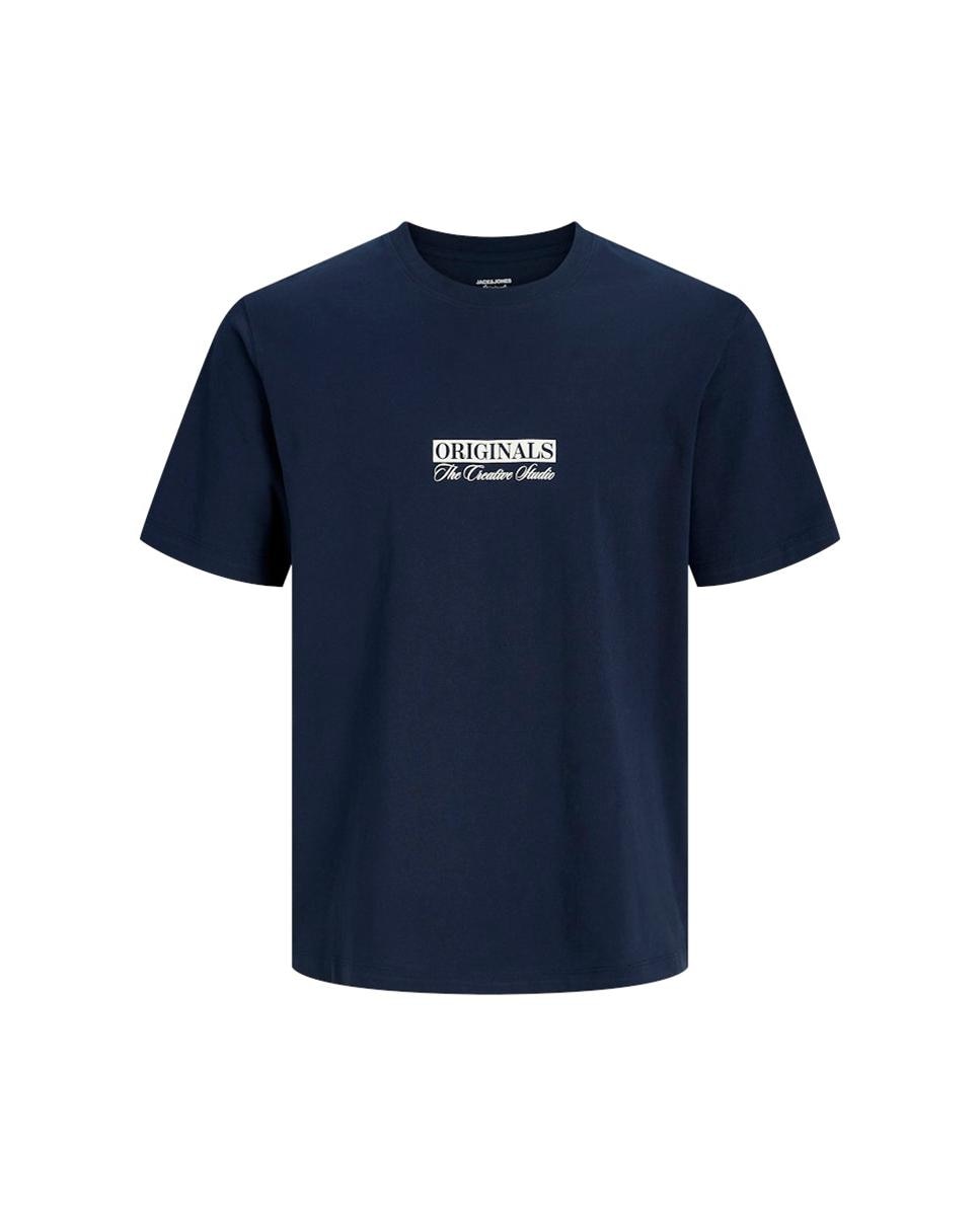 T-shirt de Manga Curta com Estampado à Frente Azul-marinho-5