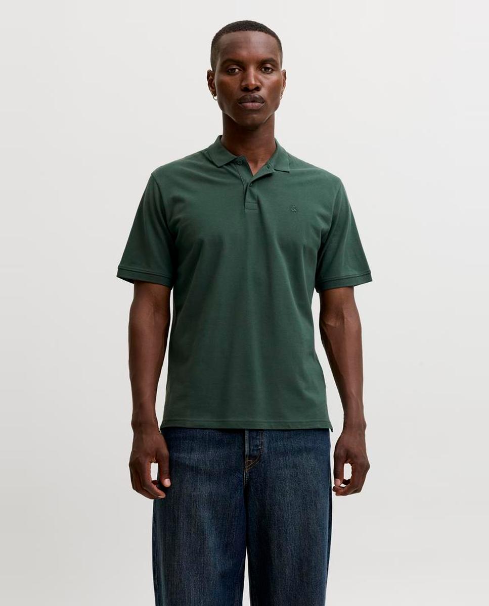 Polo de hombre slim negro de manga corta - Jack & Jones - Verde oscuro Verde oscuro-1
