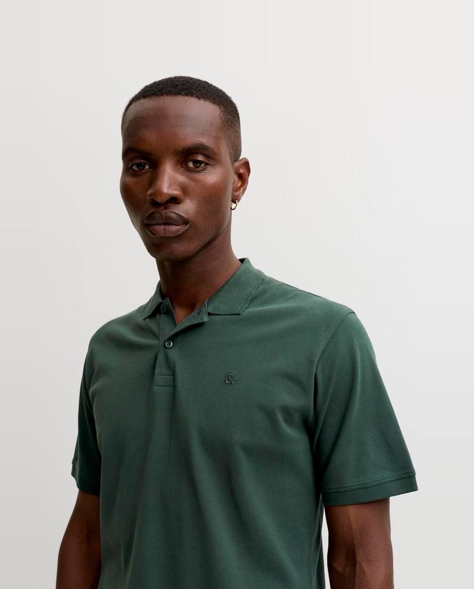 Polo de hombre slim negro de manga corta - Jack & Jones - Verde oscuro Verde oscuro-3