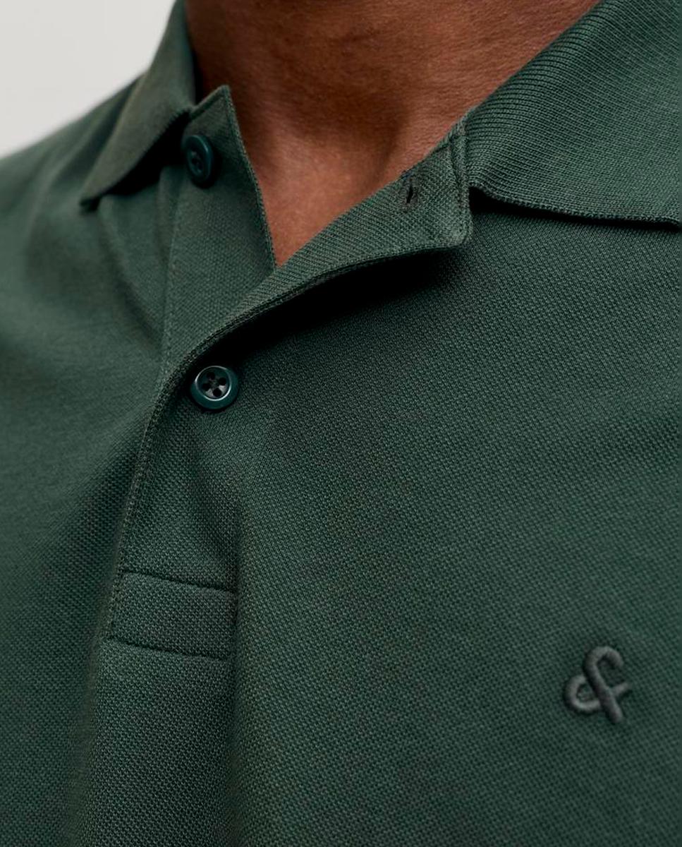 Polo de hombre slim negro de manga corta - Jack & Jones - Verde oscuro Verde oscuro-4