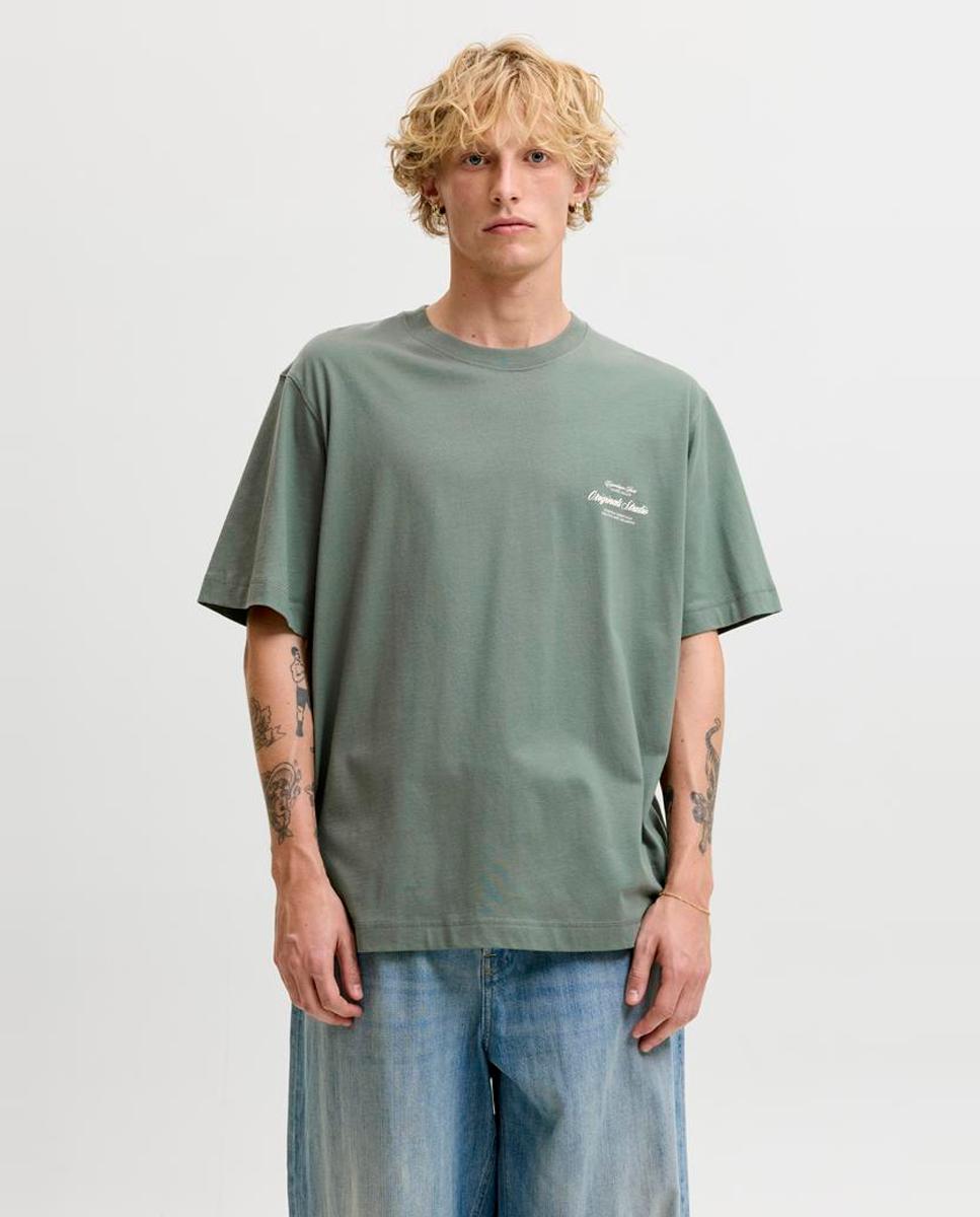 Camiseta de hombre manga corta con backprint - Jack & Jones - Verde Verde-1