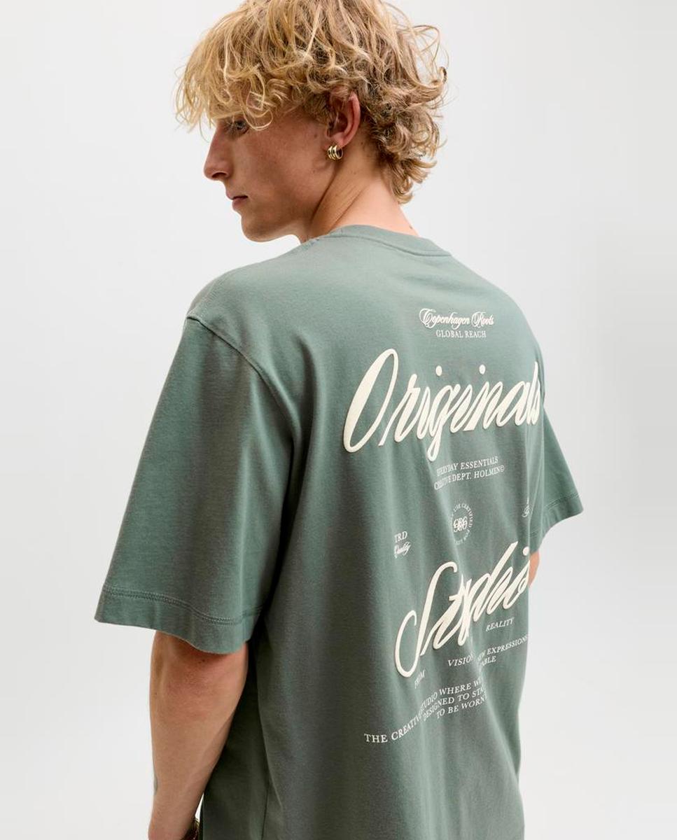 Camiseta de hombre manga corta con backprint - Jack & Jones - Verde Verde-3