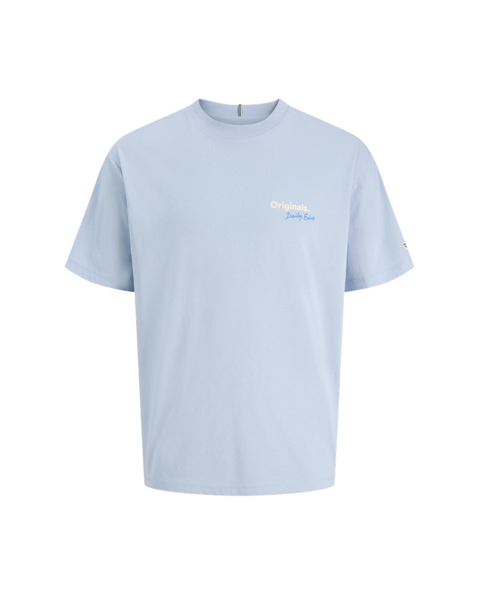 T-shirt de Manga Curta com Backprint Azul-6