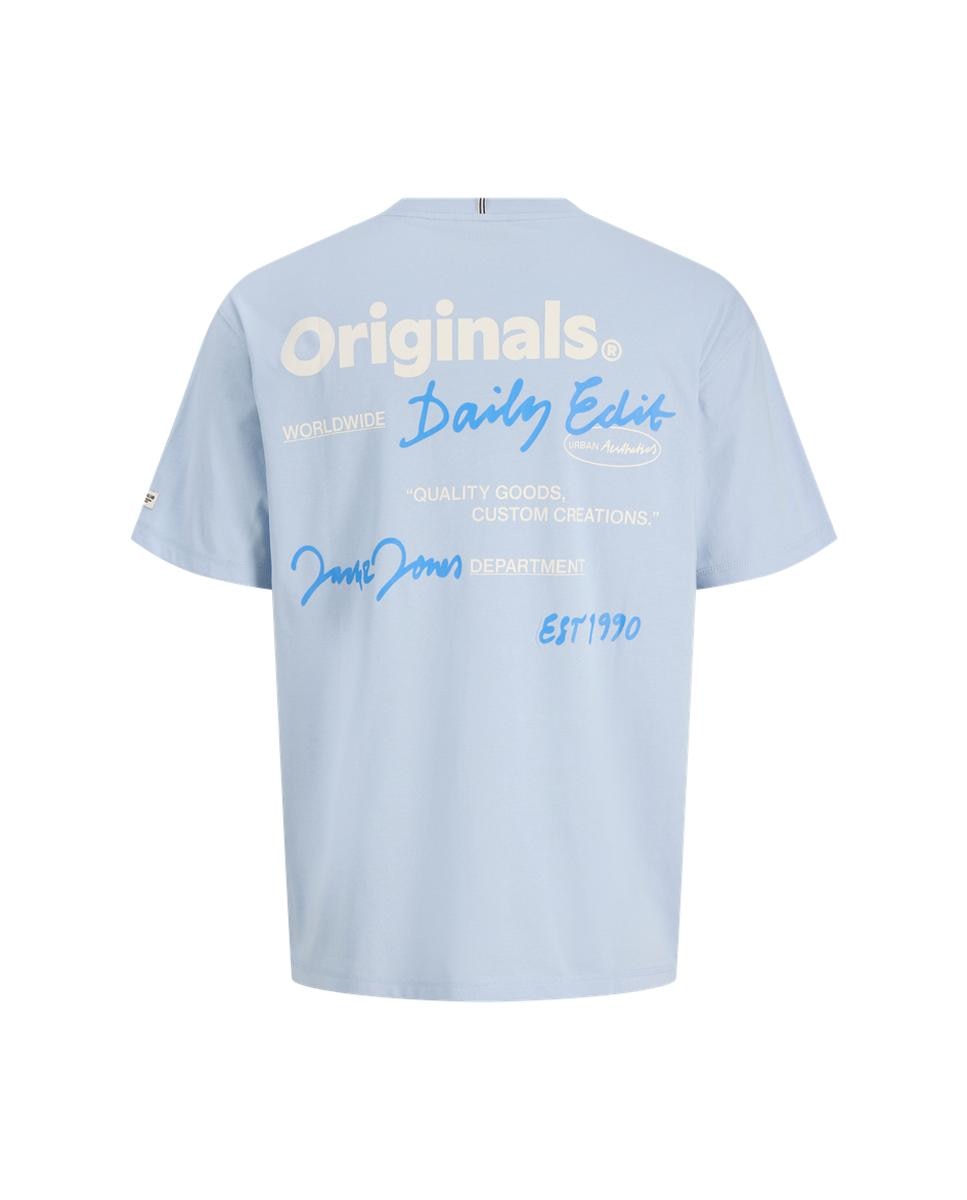 T-shirt de Manga Curta com Backprint Azul-7
