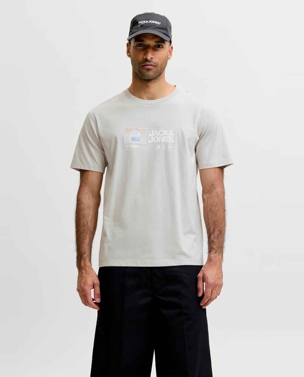 Camiseta de hombre de manga corta - Jack & Jones - Gris claro Gris claro-1