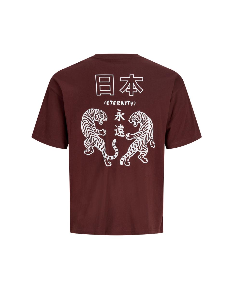 T-shirt de Manga Curta com Backprint Castanho-7