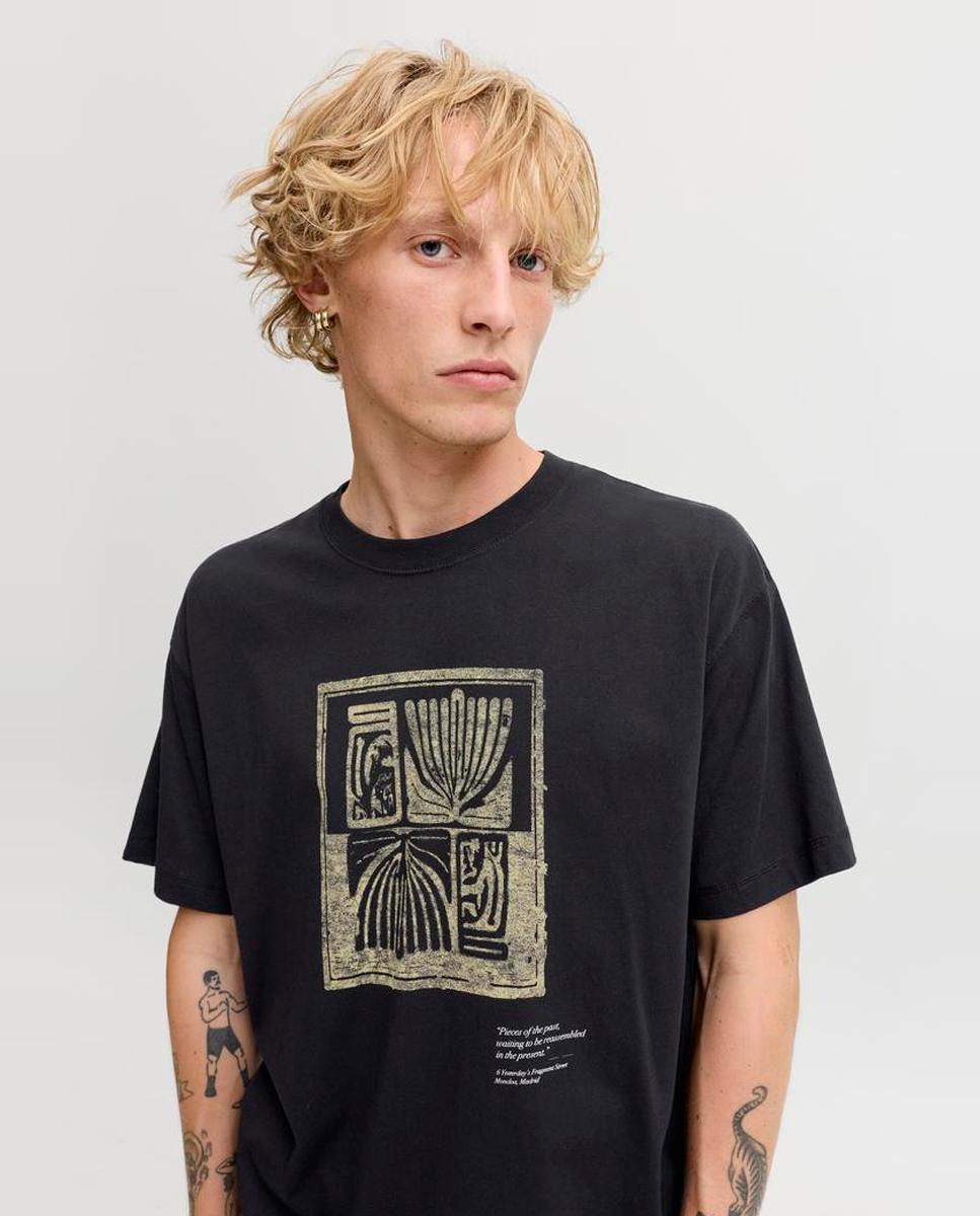 T-shirt de homem de manga curta Preto-3