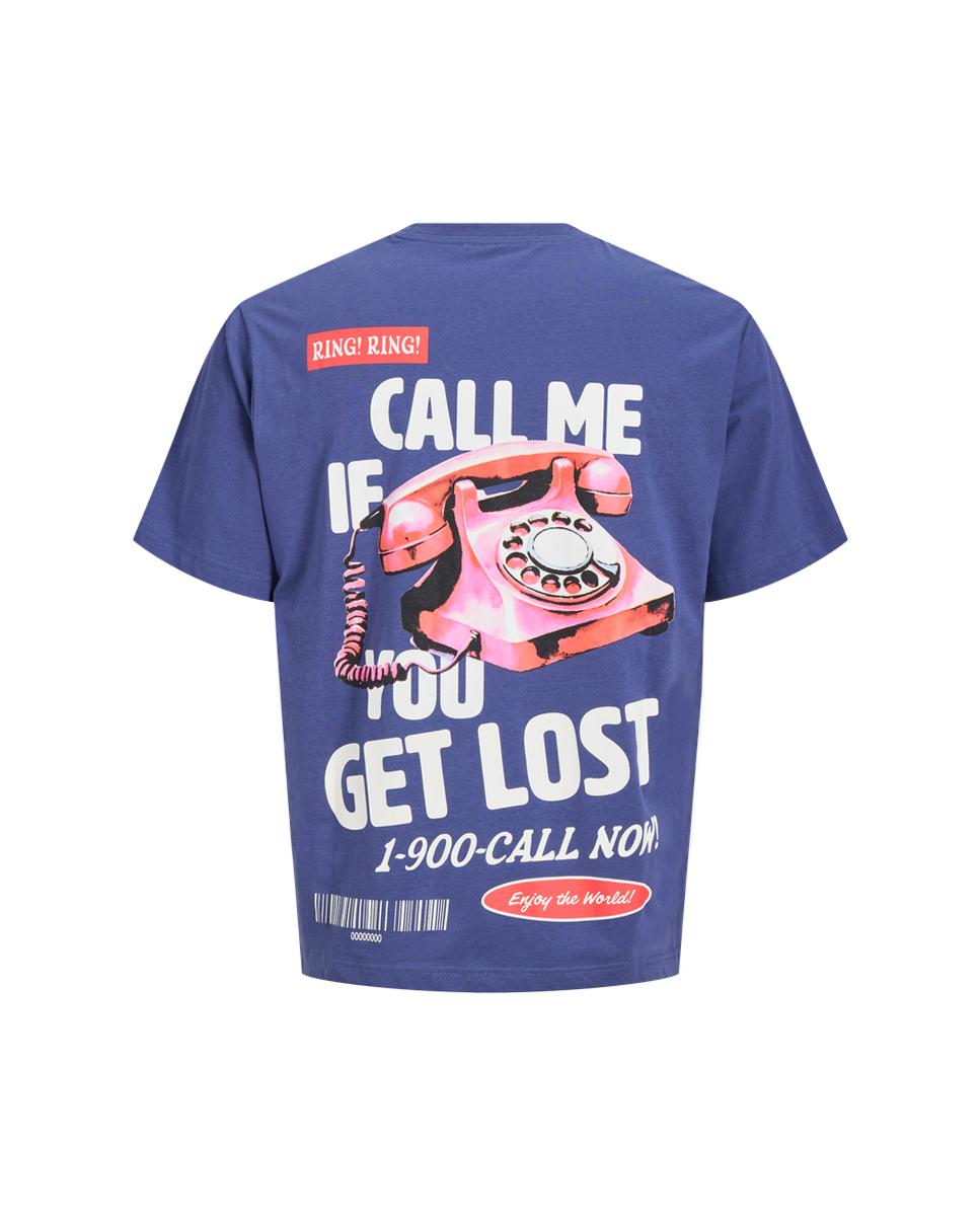 T-shirt de Manga Curta com Backprint Azul-7