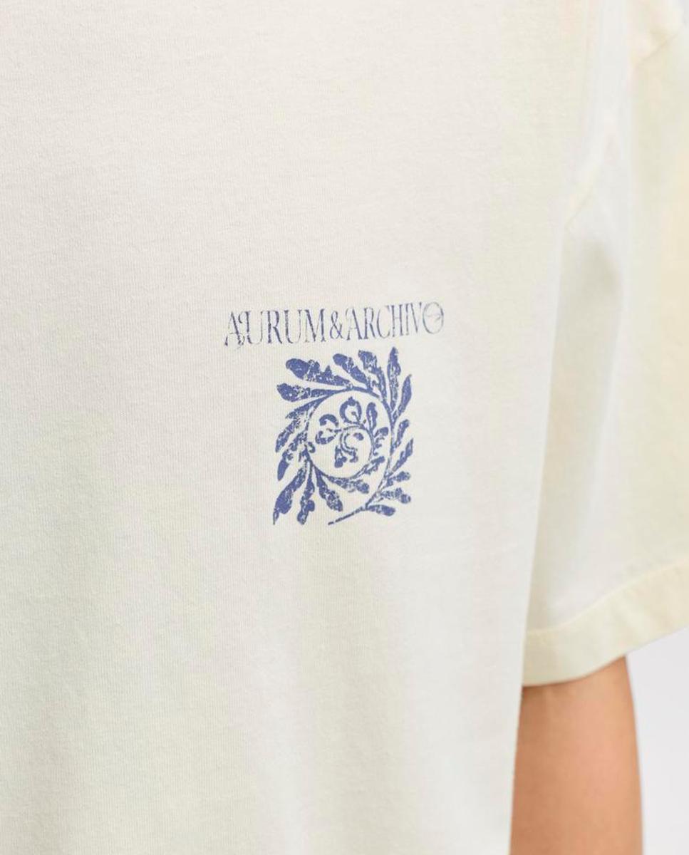 T-shirt de Manga Curta com Backprint Creme-5