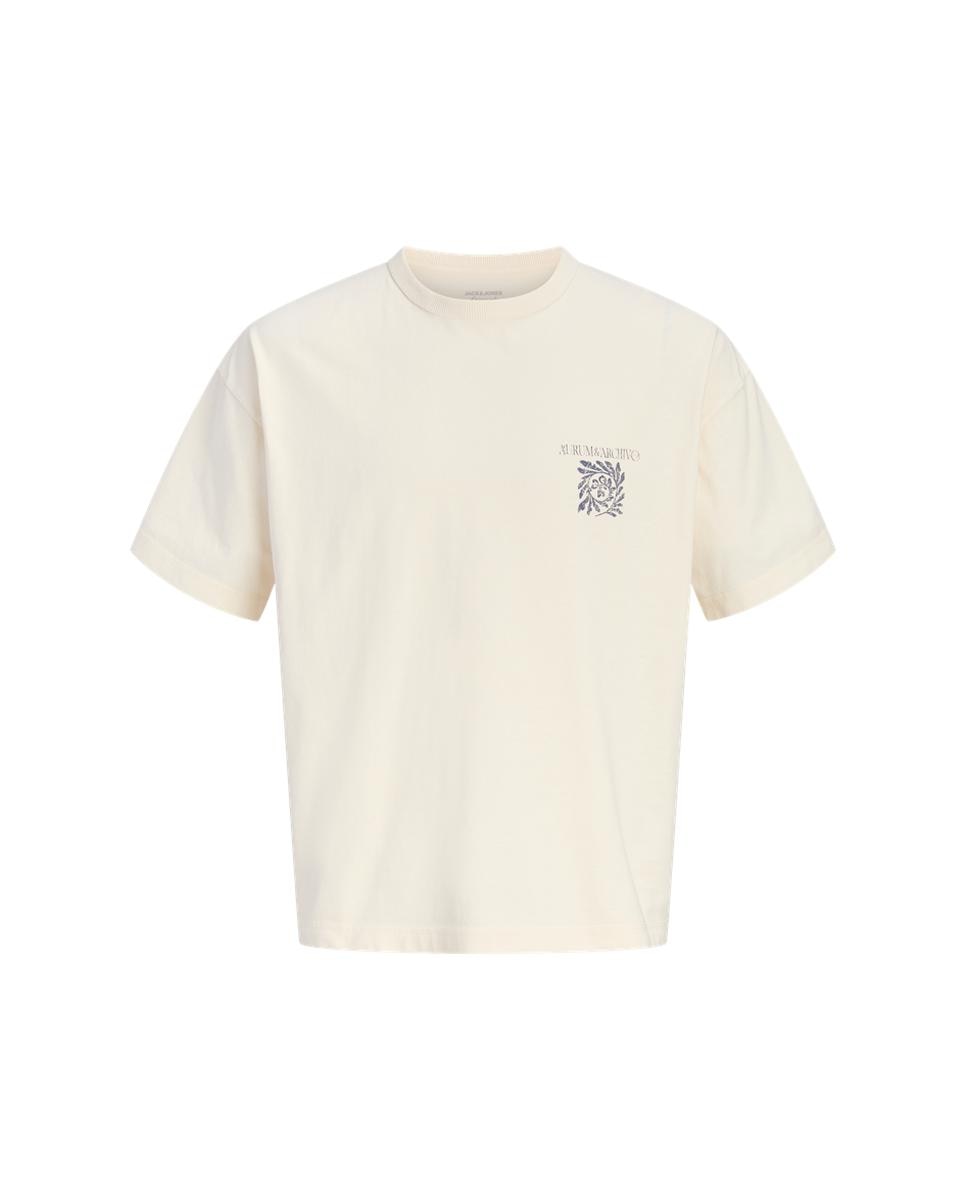 T-shirt de Manga Curta com Backprint Creme-6