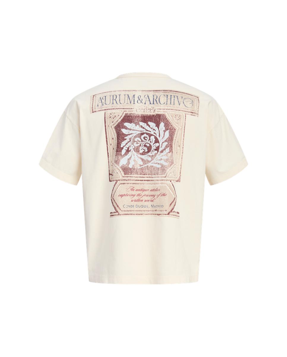 T-shirt de Manga Curta com Backprint Creme-7