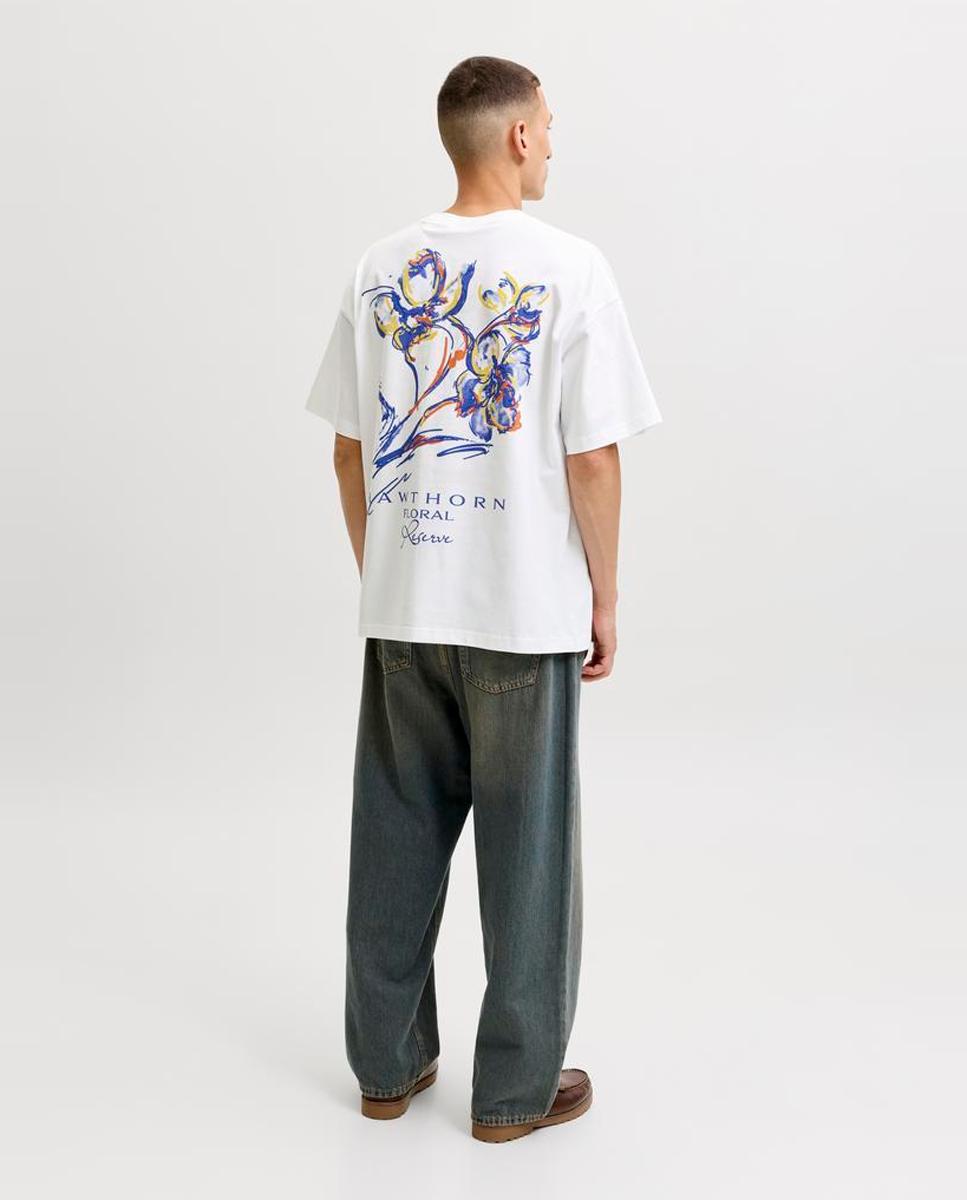 T-shirt de Manga Curta com Backprint Branco-2