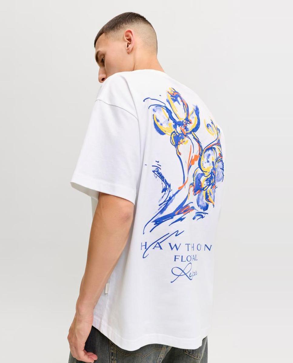 T-shirt de Manga Curta com Backprint Branco-3
