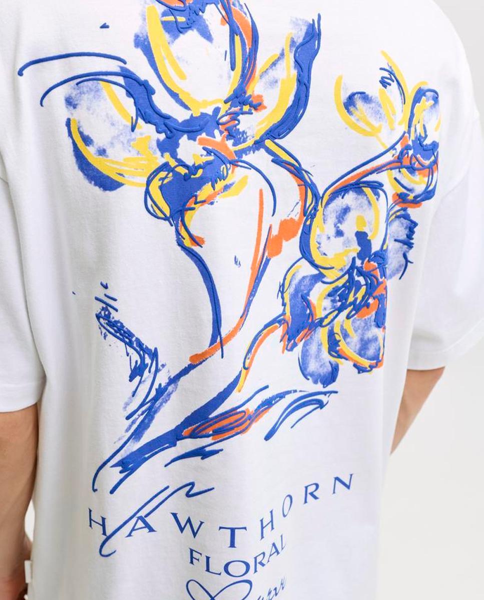 T-shirt de Manga Curta com Backprint Branco-4