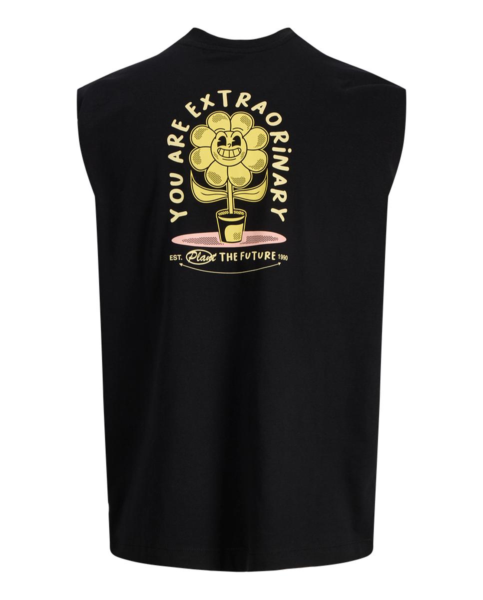 T-shirt sem Mangas com Estampado Traseiro Preto-7