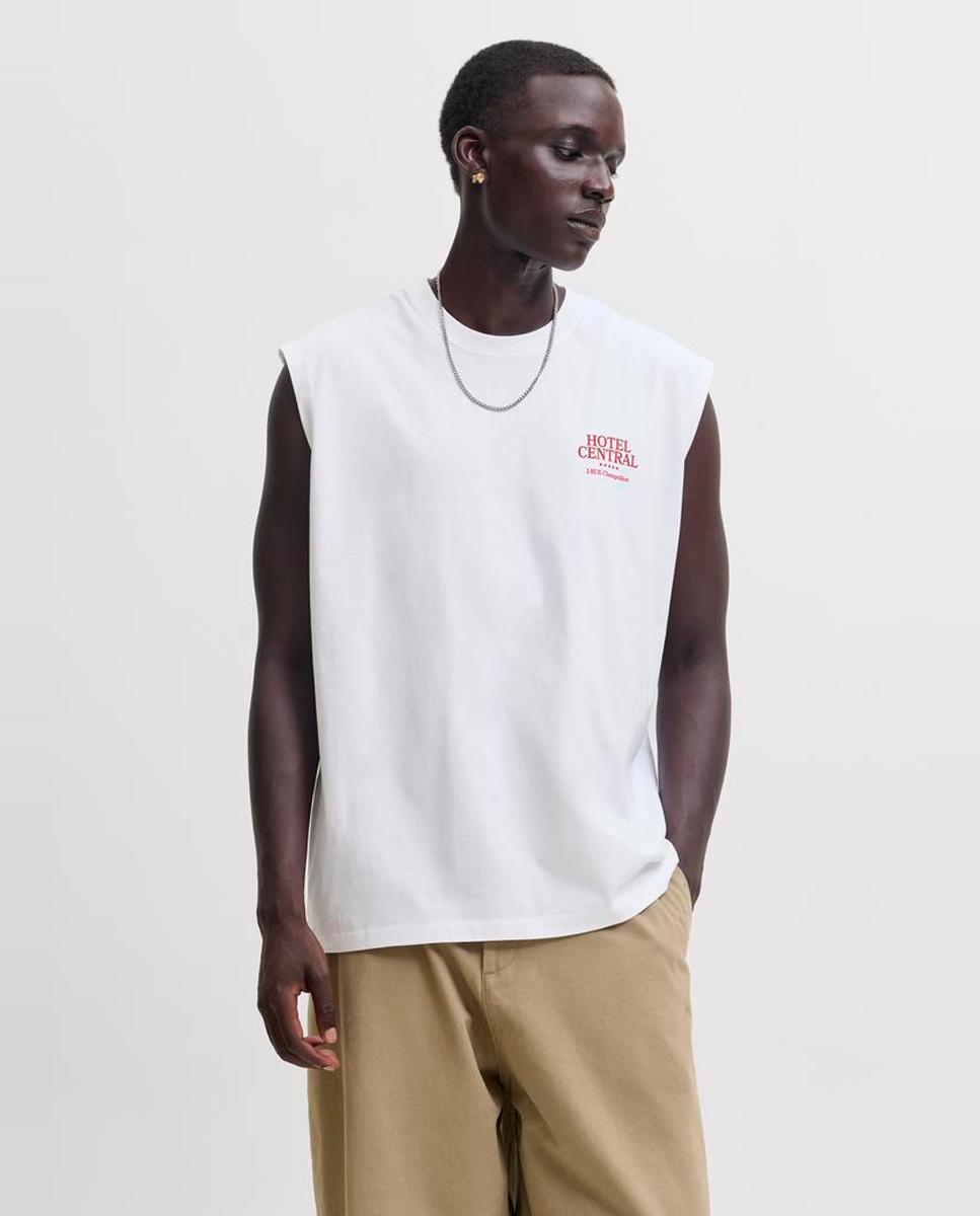 Camiseta de hombre sin mangas con backprint - Jack & Jones - Blanco Blanco-1