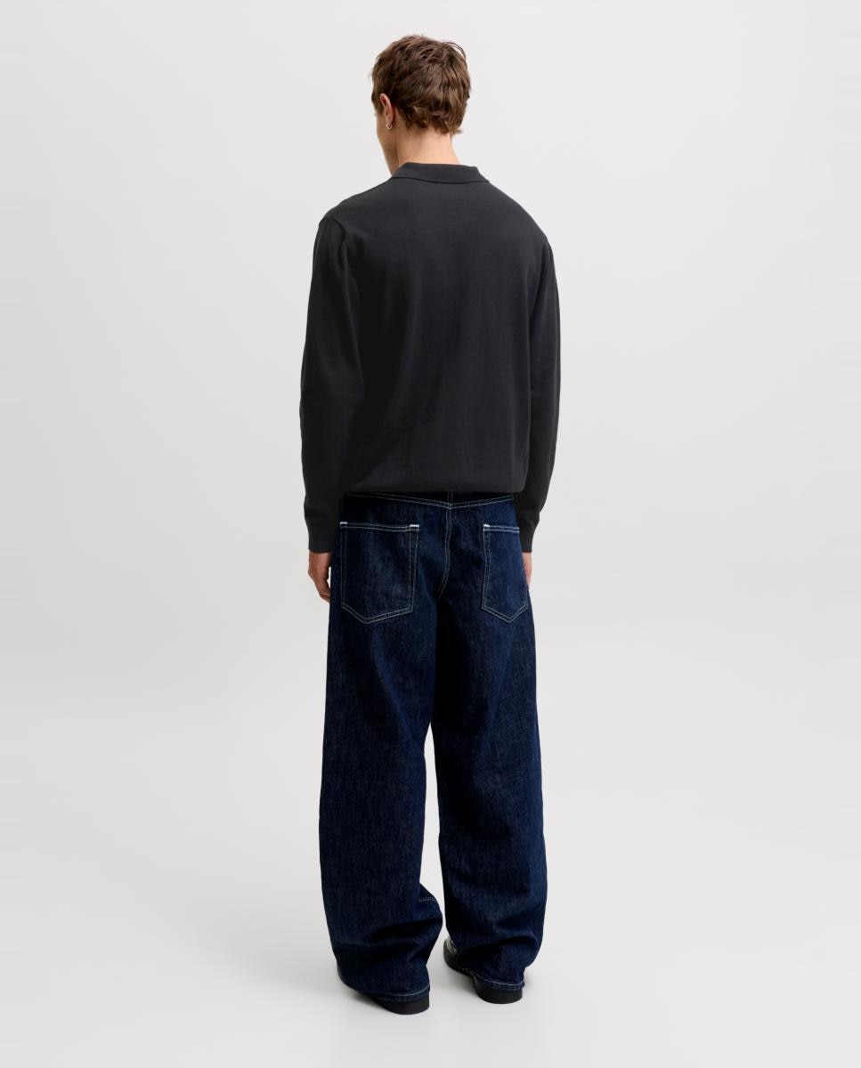 Polo básico de hombre de manga larga - Jack & Jones - Negro Negro-2