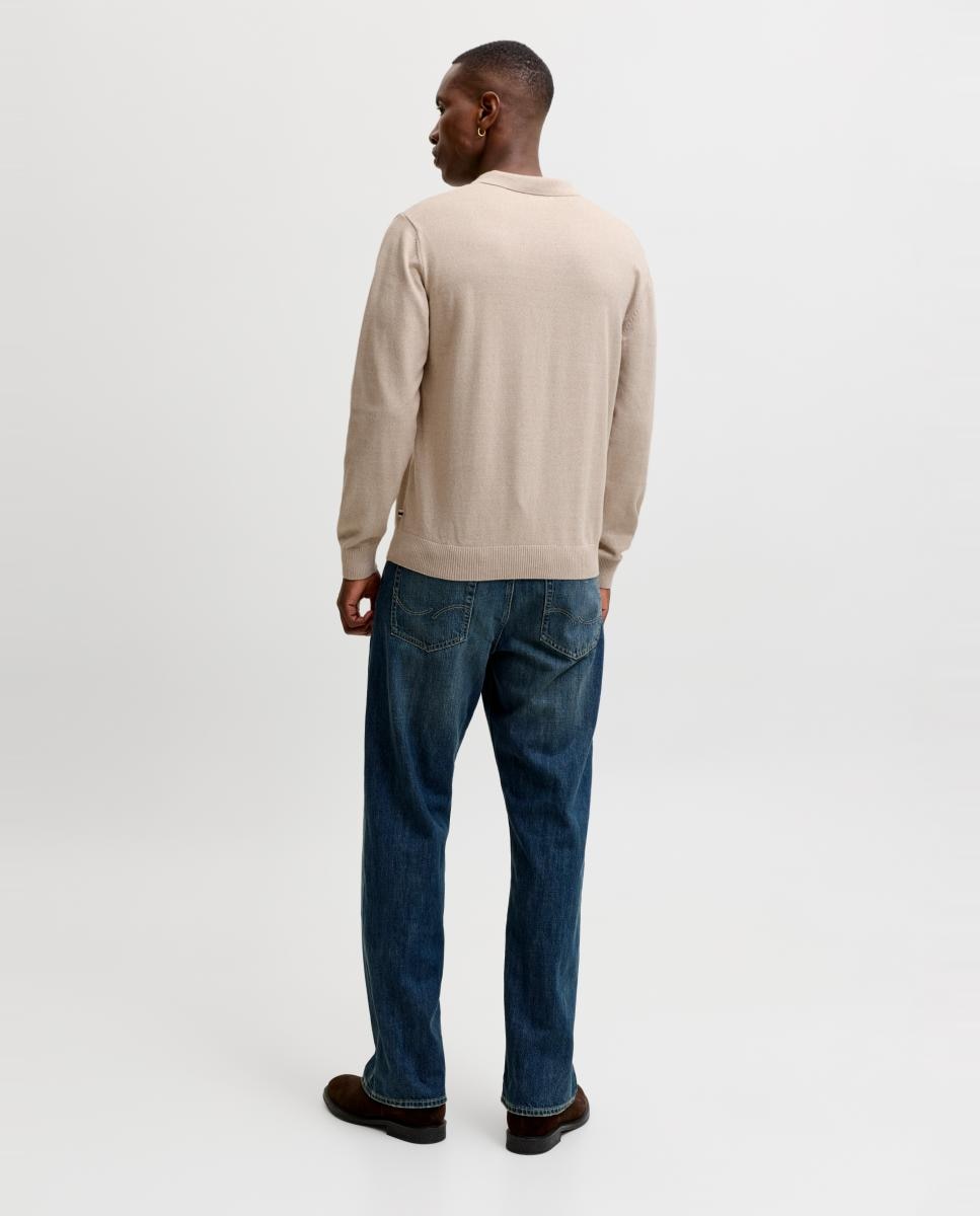 Polo básico de hombre de manga larga - Jack & Jones - Crema Crema-2