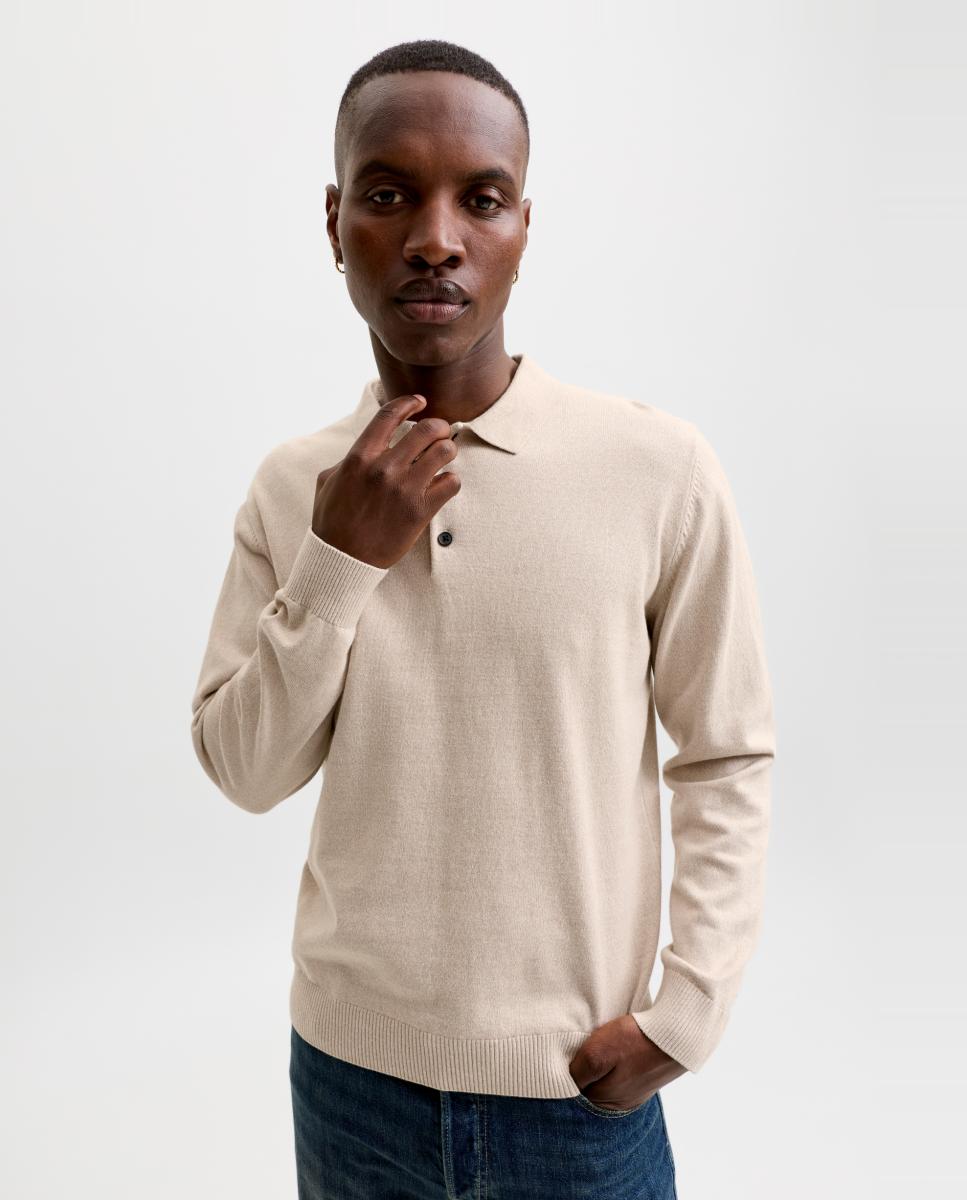Polo básico de hombre de manga larga - Jack & Jones - Crema Crema-3