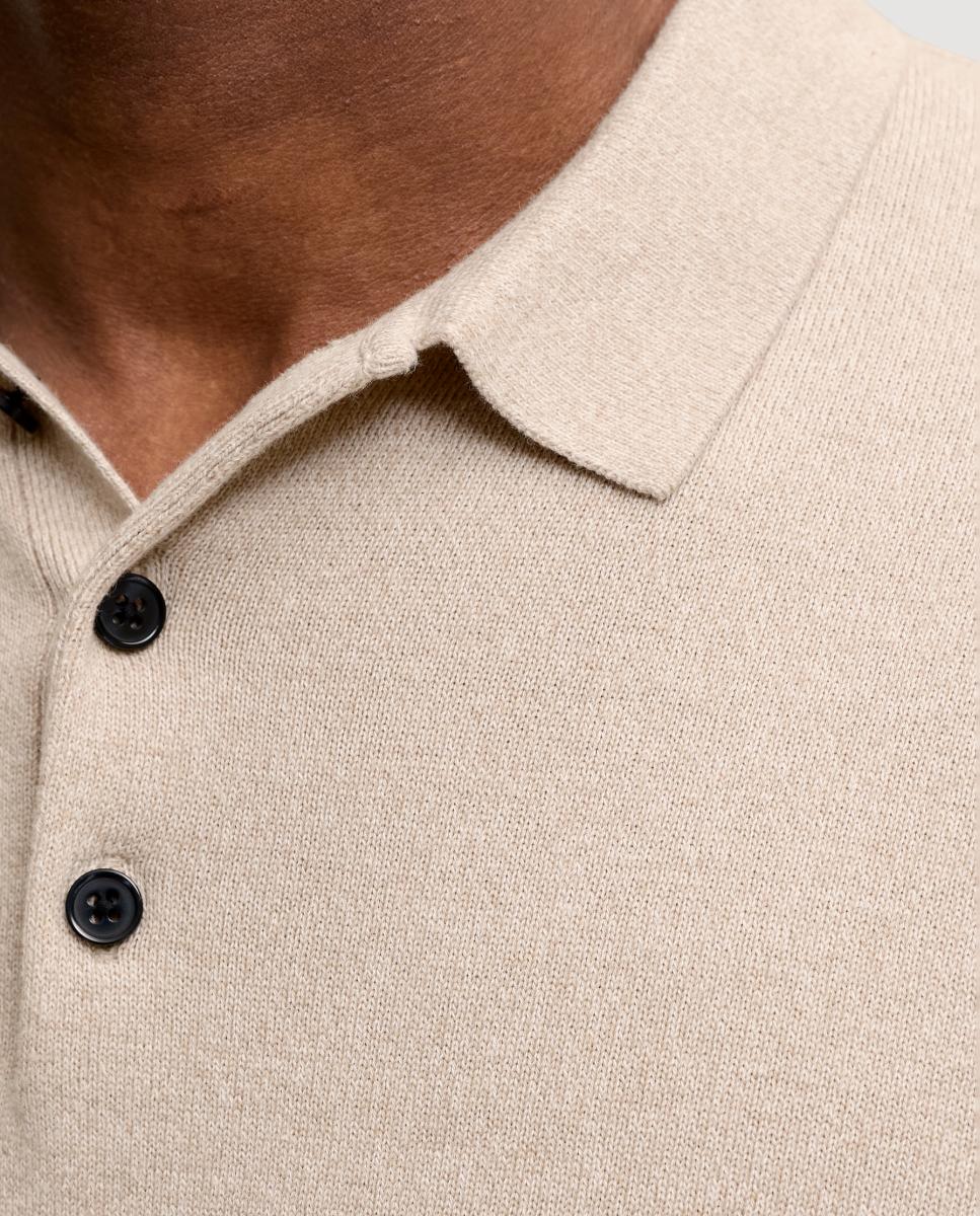 Polo básico de hombre de manga larga - Jack & Jones - Crema Crema-4