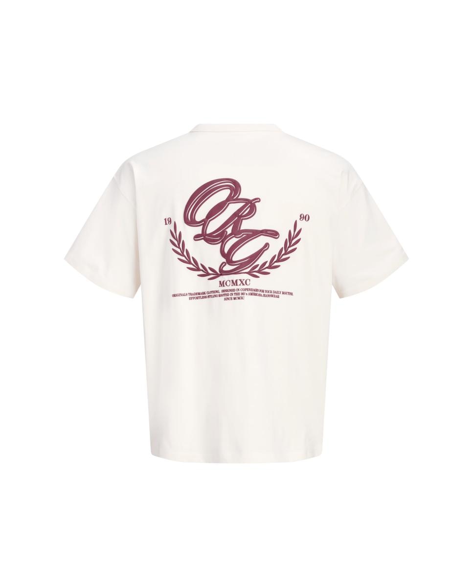 T-shirt de Manga Curta para Mulher com Estampado Traseiro Branco-7