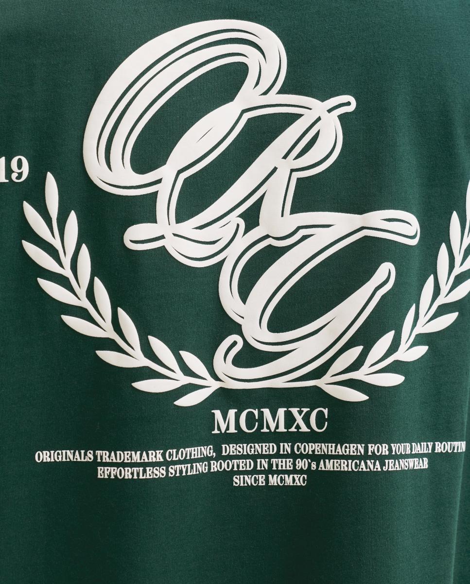 T-shirt de Manga Curta para Mulher com Estampado Traseiro Verde-5