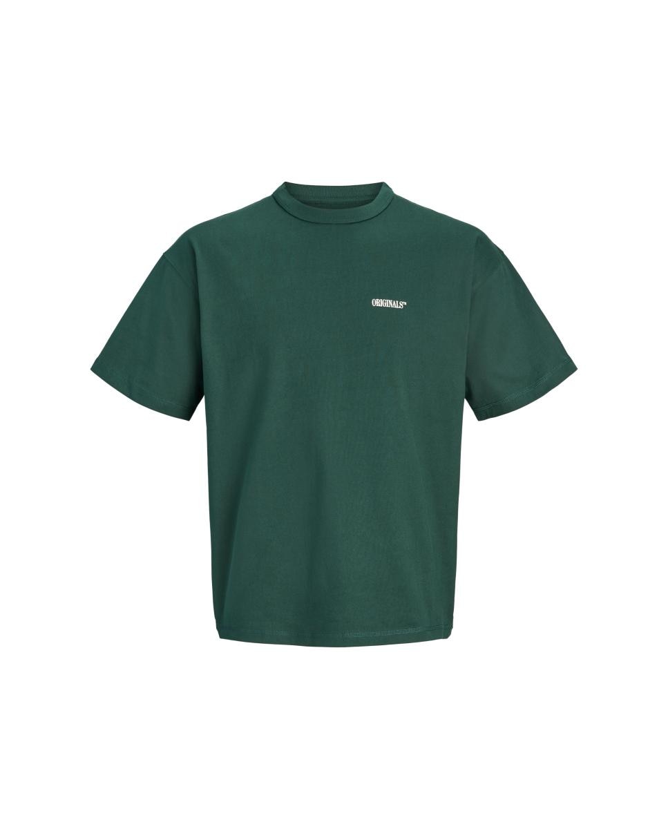 T-shirt de Manga Curta para Mulher com Estampado Traseiro Verde-6