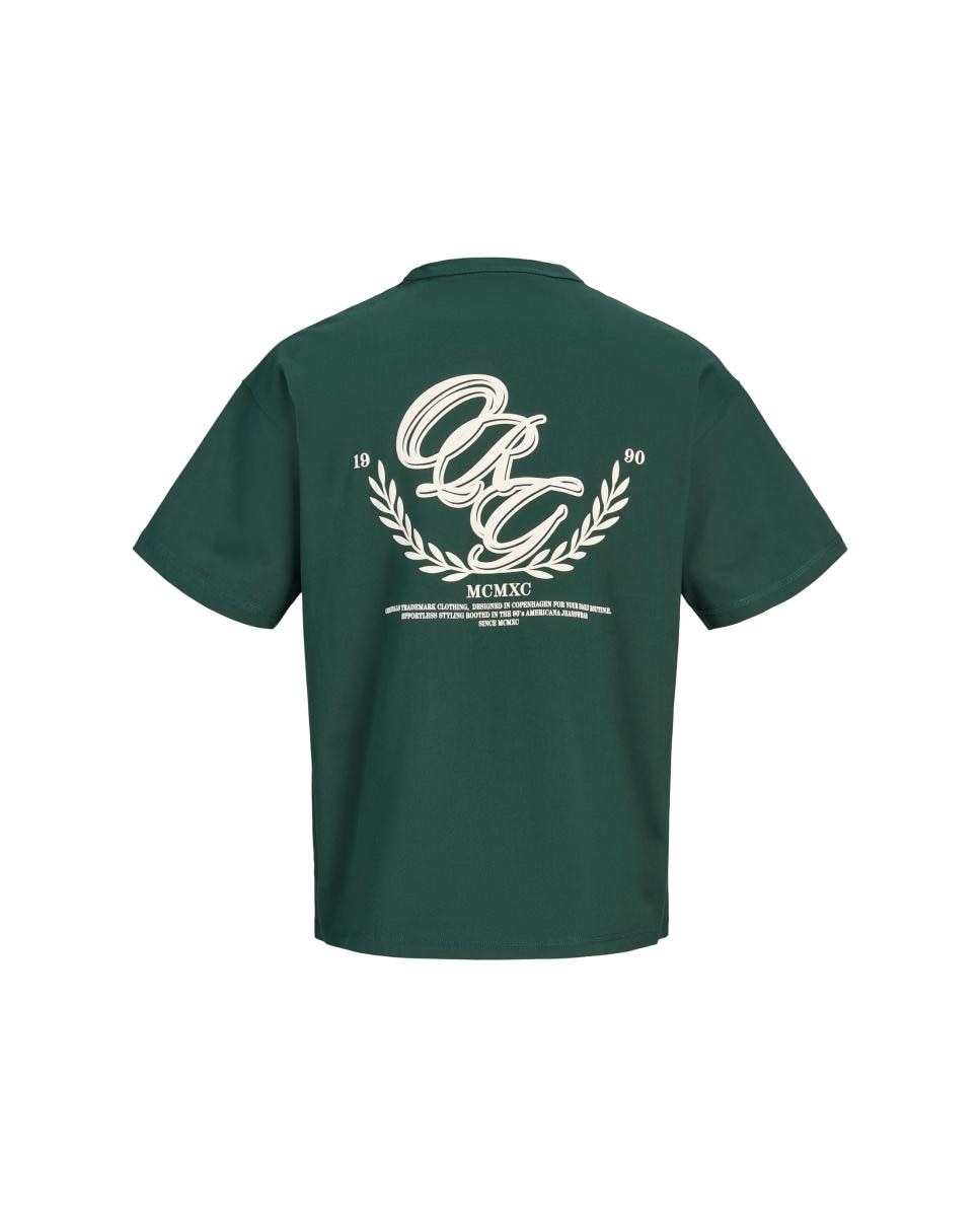T-shirt de Manga Curta para Mulher com Estampado Traseiro Verde-7